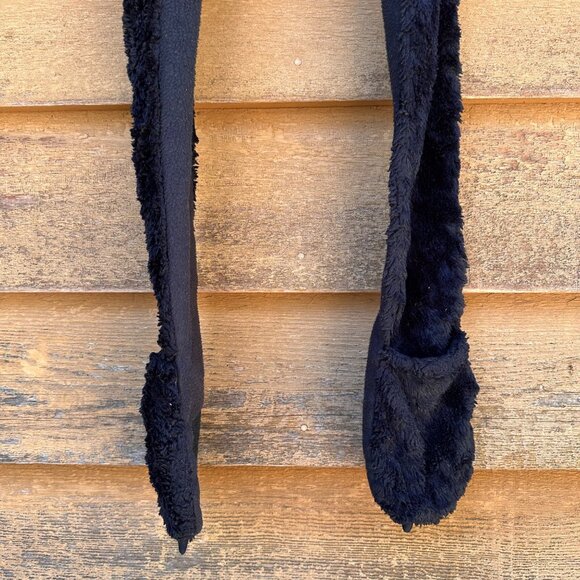 Kids Black Bear Hat With Attached Mittens Plush Fleece Animal Design Warm Winter - Picture 12 of 12